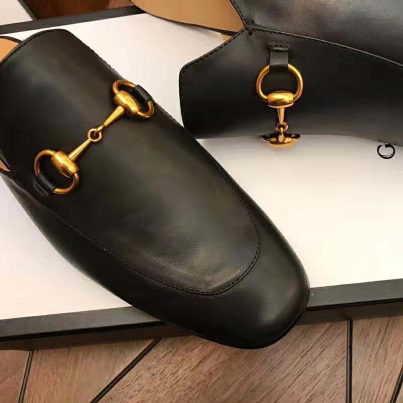 Gucci Men Leather Horsebit Slipper 1.3 cm Heel-Black