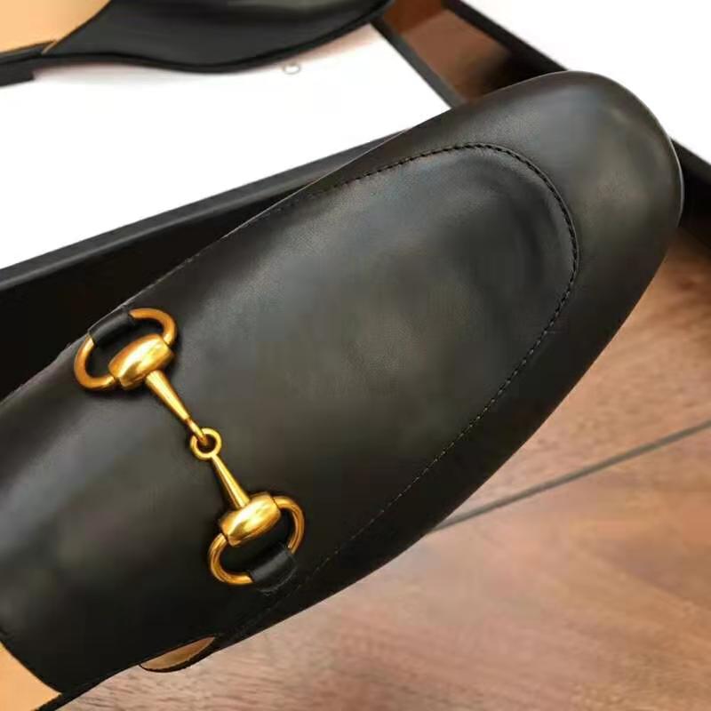 Gucci Men Leather Horsebit Slipper 1.3 cm Heel-Black