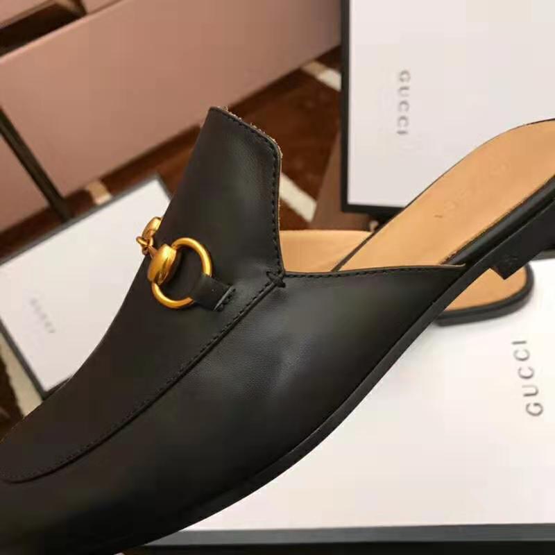 Gucci Men Leather Horsebit Slipper 1.3 cm Heel-Black