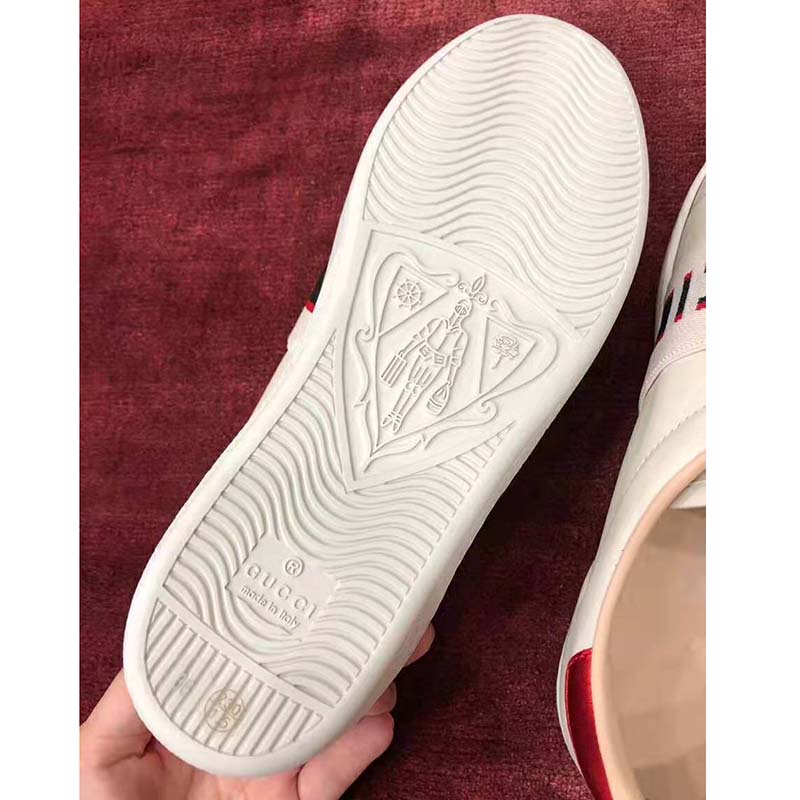 Gucci Unisex Ace Sneaker with Gucci Stripe in White Leather Rubber Sole