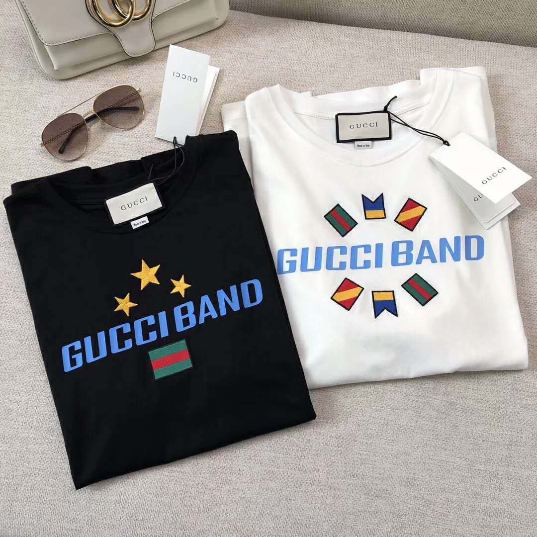 Gucci Women Gucci Band Oversize Print T-Shirt in White Cotton Jersey