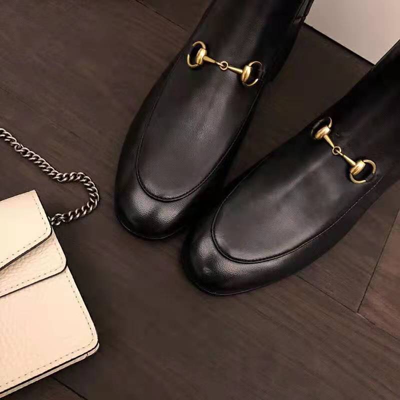 Gucci Women Gucci Jordaan Leather Ankle Boot in Black Leather 1.3 cm Heel