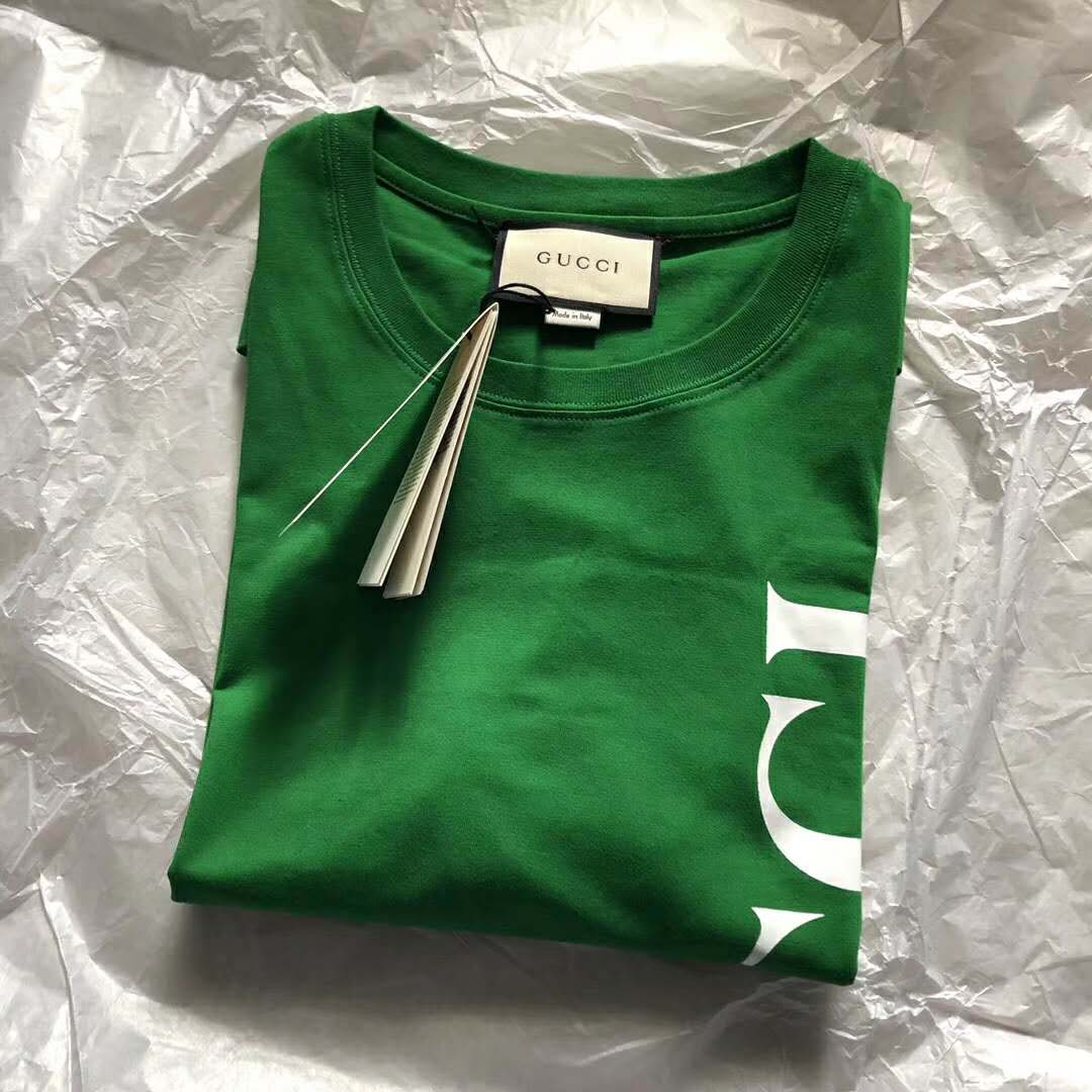 Gucci Women Gucci Print Oversize T-Shirt in Green Cotton Jersey