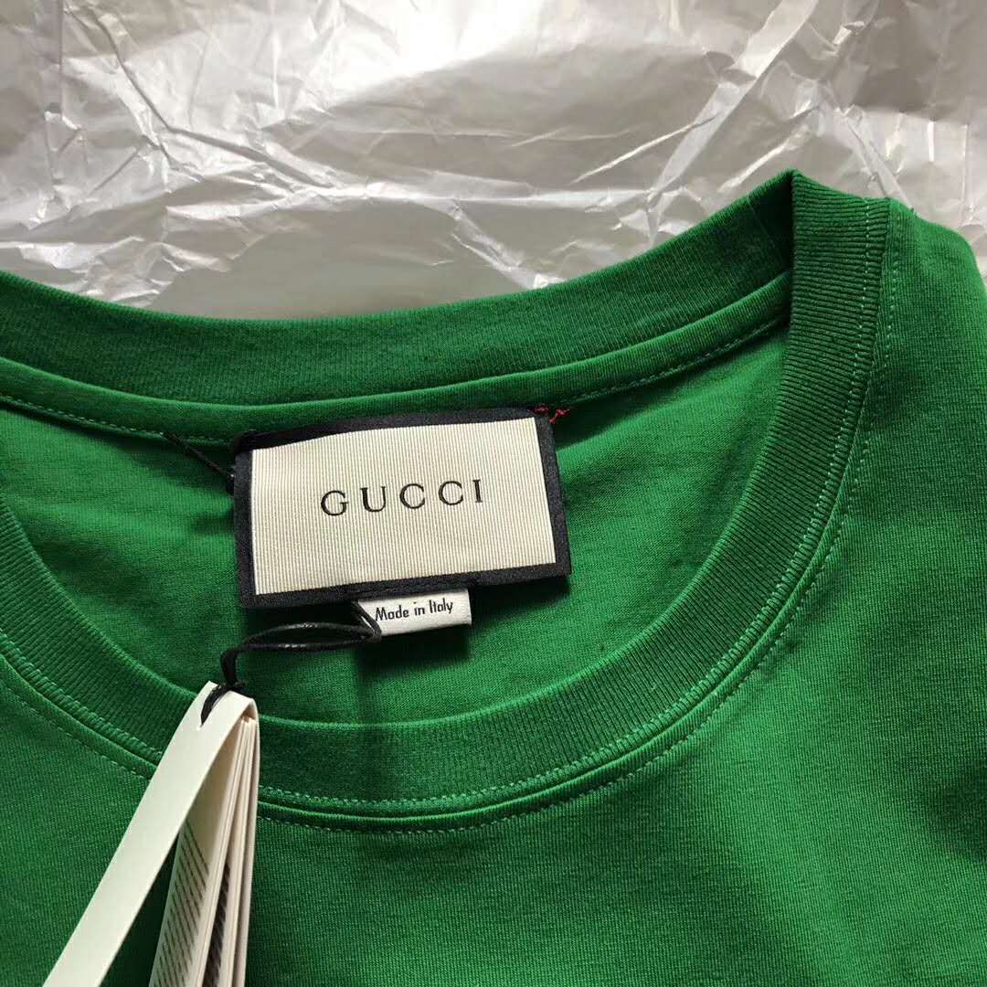 Gucci Women Gucci Print Oversize T-Shirt in Green Cotton Jersey