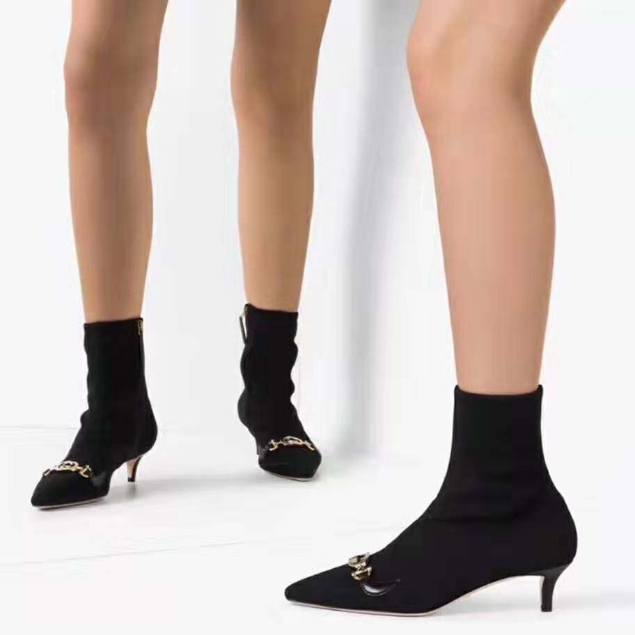 Gucci Women Gucci Zumi Mid-Heel Ankle Boot 7.7 cm Heel-Black