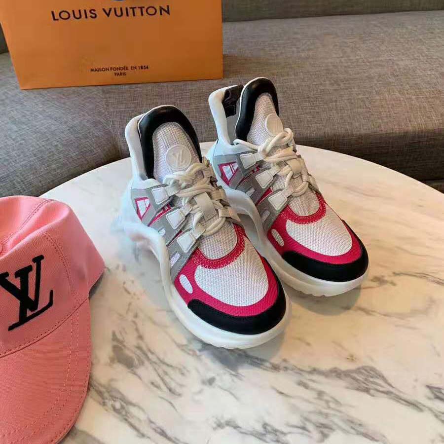 Louis Vuitton LV Unisex LV Archlight Sneaker in Technical Fabric and Monogram Canvas-Pink