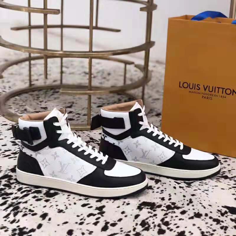 Louis Vuitton LV Unisex Rivoli Sneaker Boot in Monogram Grained Calf Leather-Black