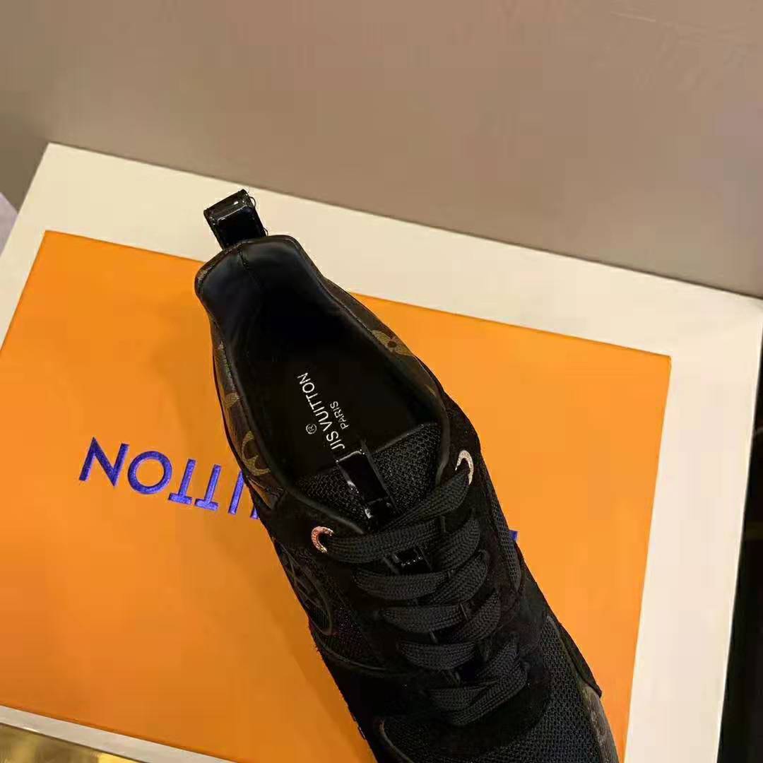 Louis Vuitton LV Unisex Run Away Sneaker in Suede Calf Leather-Black