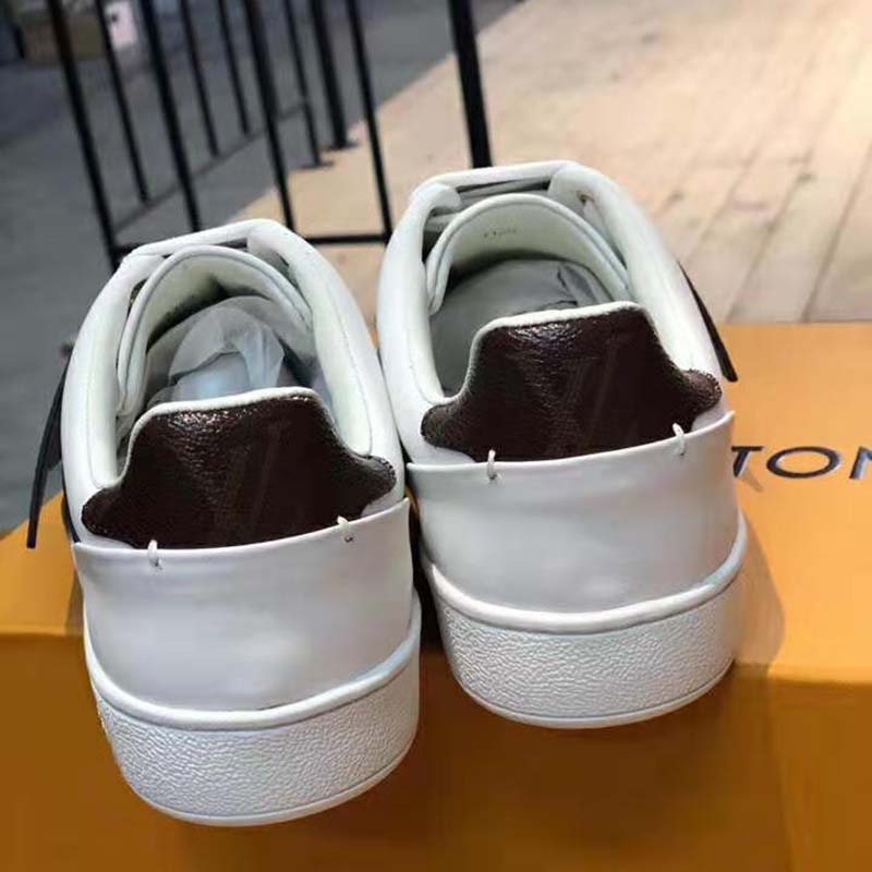 Louis Vuitton LV Women Frontrow Sneaker in White Calf Leather and Brown Rubber