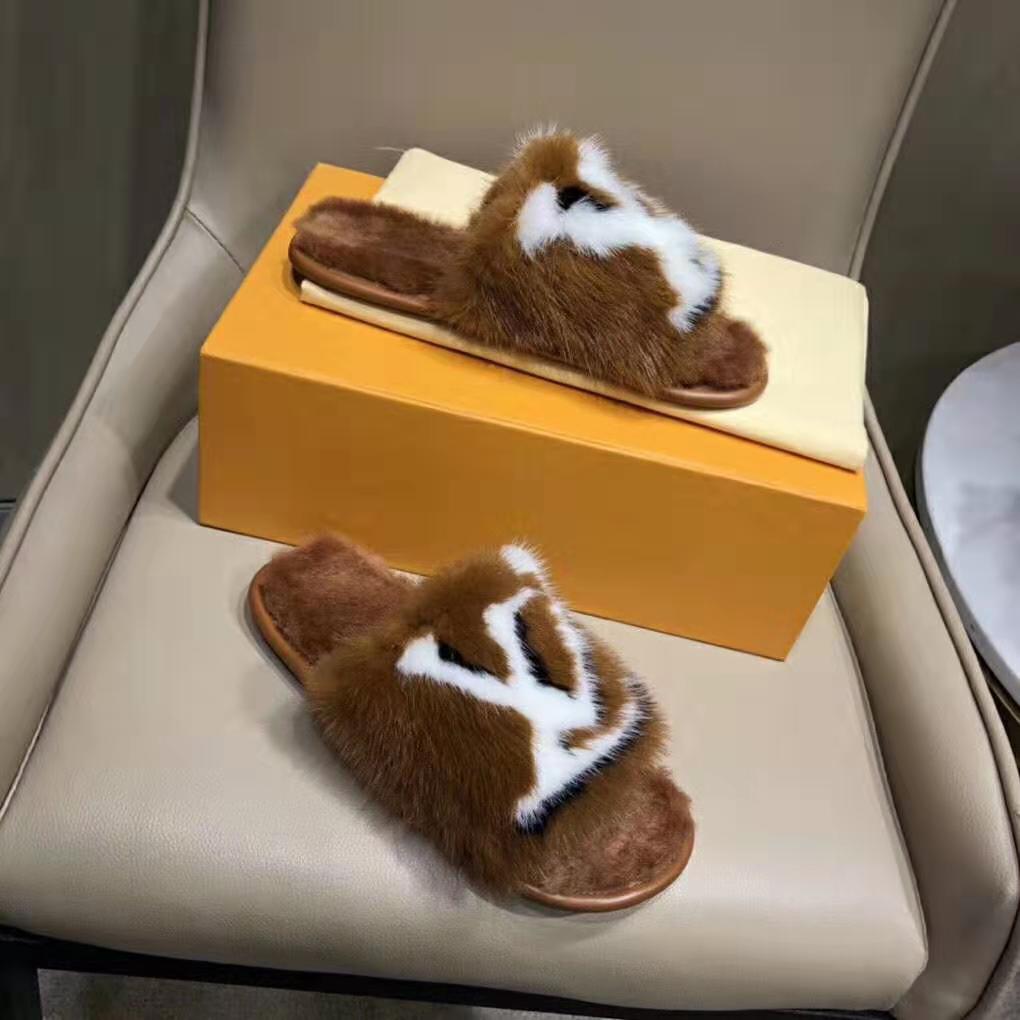 Louis Vuitton LV Women Homey Flat Mule in Mink Fur-Brown