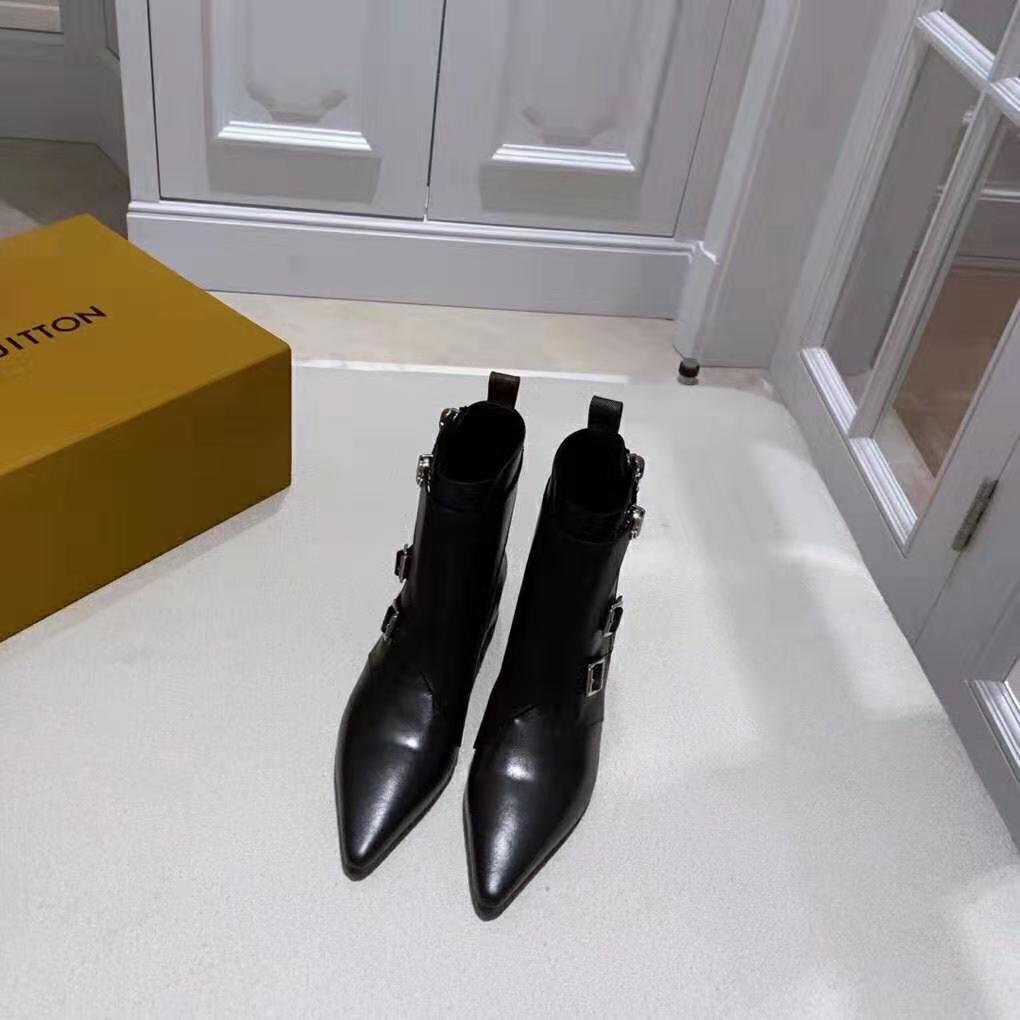 Louis Vuitton LV Women Jumble Flat Ankle Boot in Calf Leather and Rubber Outsole-Black