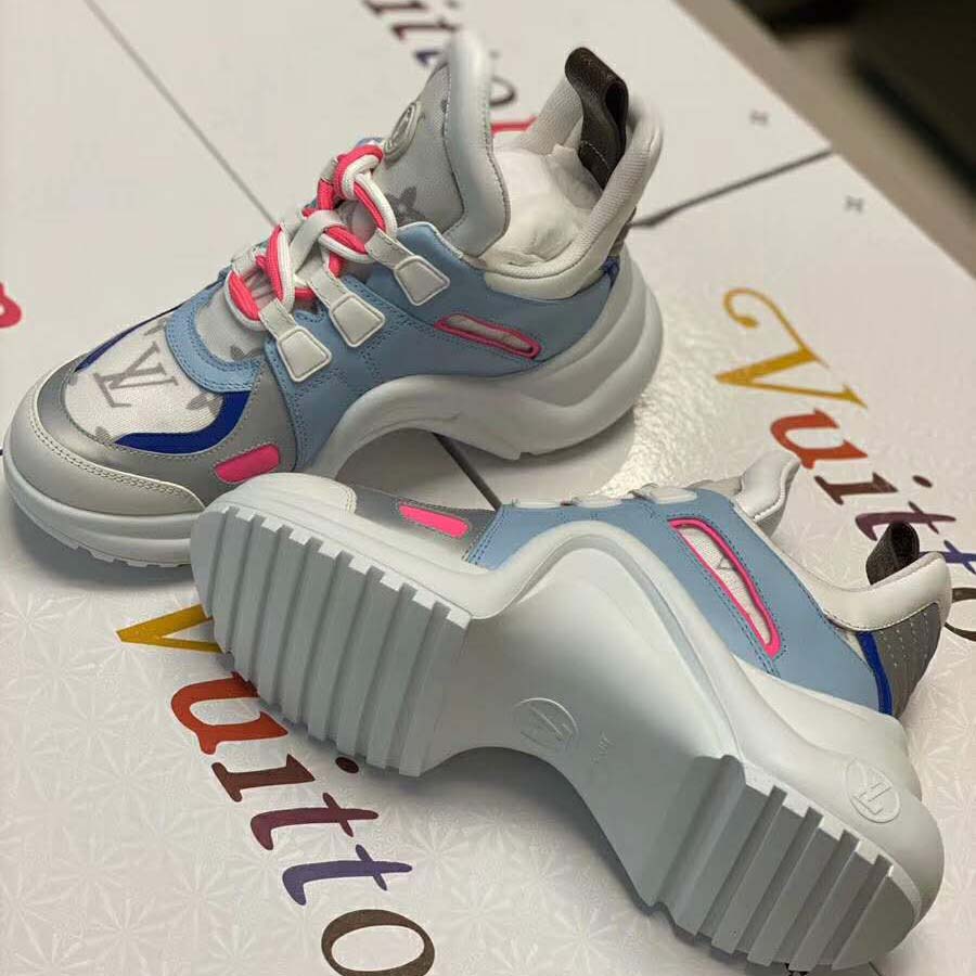 Louis Vuitton LV Women LV Archlight Sneaker in Leather and Technical Fabrics-Blue