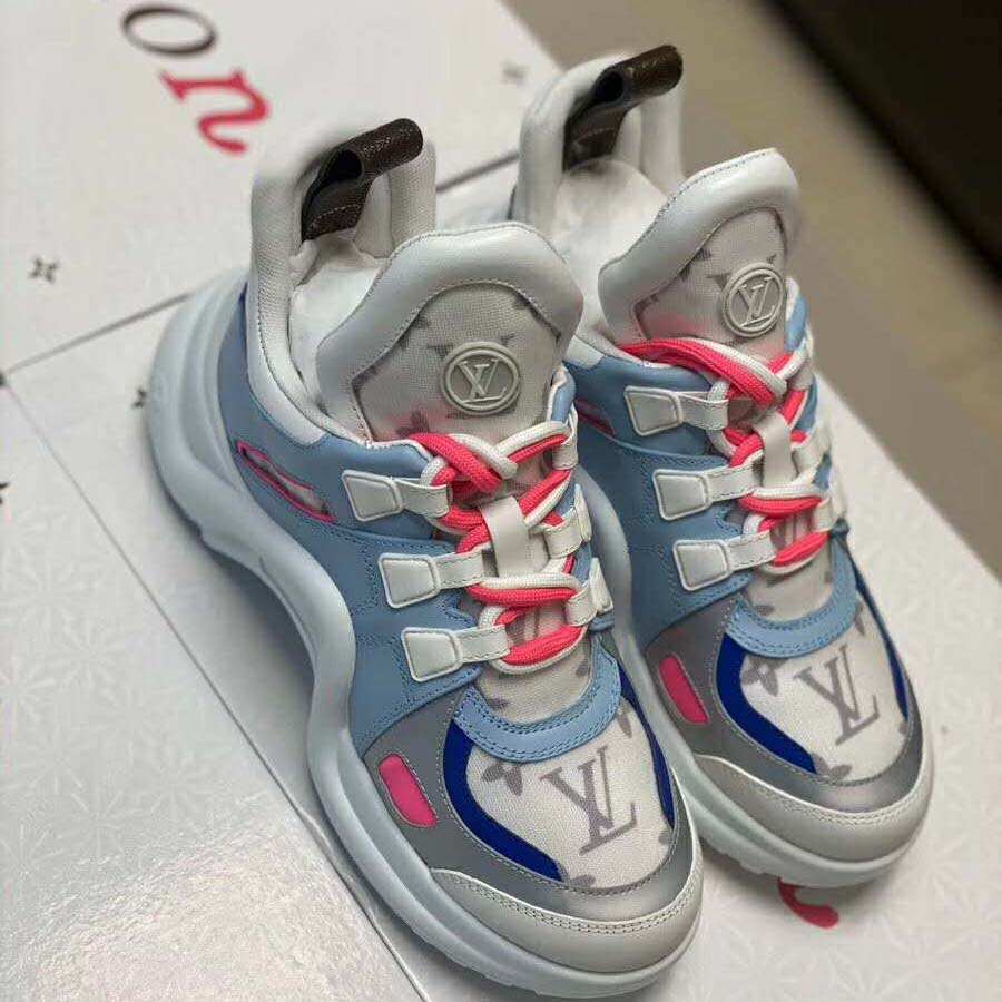 Louis Vuitton LV Women LV Archlight Sneaker in Leather and Technical Fabrics-Blue