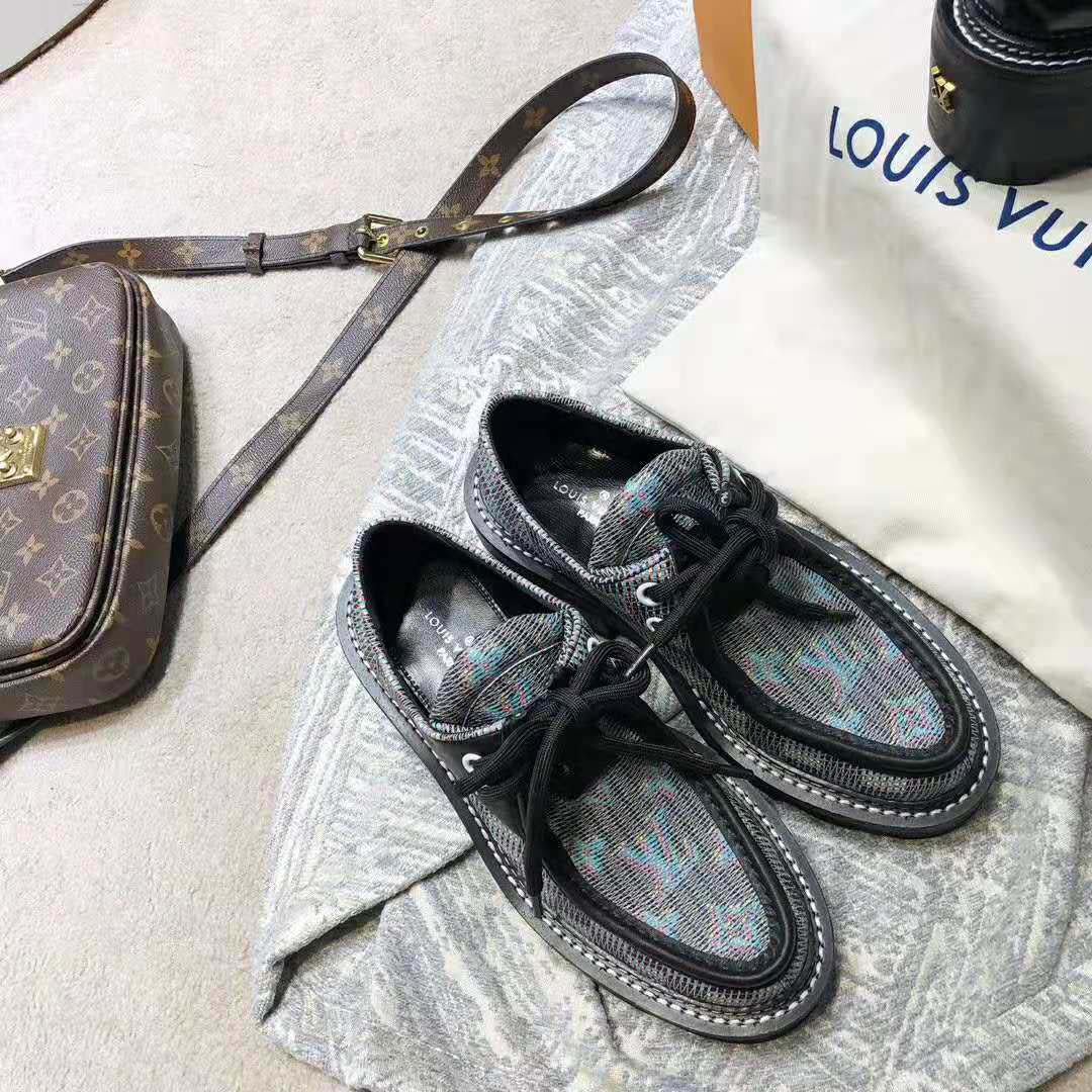 Louis Vuitton LV Women LV Beaubourg Platform Derby in Calf Leather and Monogram LV Pop-Printed Canvas
