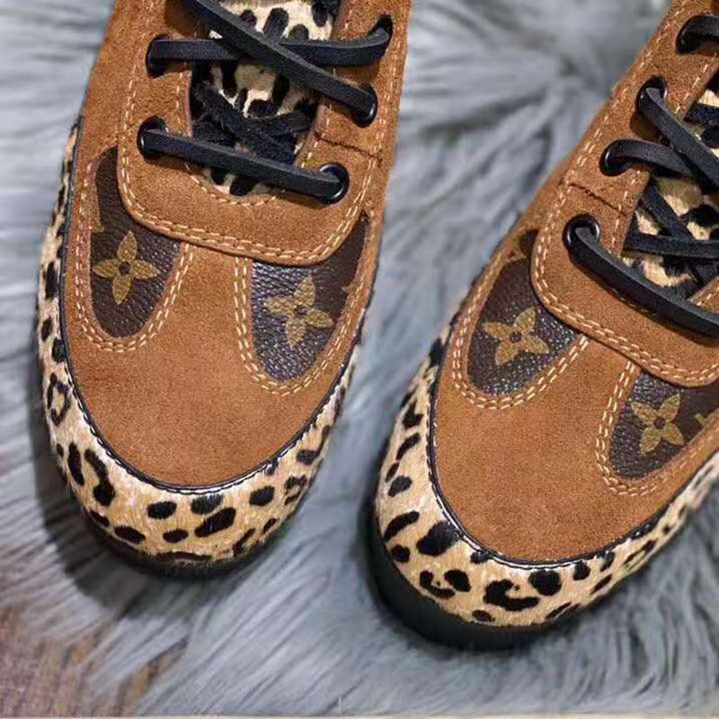 Louis Vuitton LV Women Laureate Platform Desert Boot in Soft Suede Calf Leather with Monogram Canvas-Brown