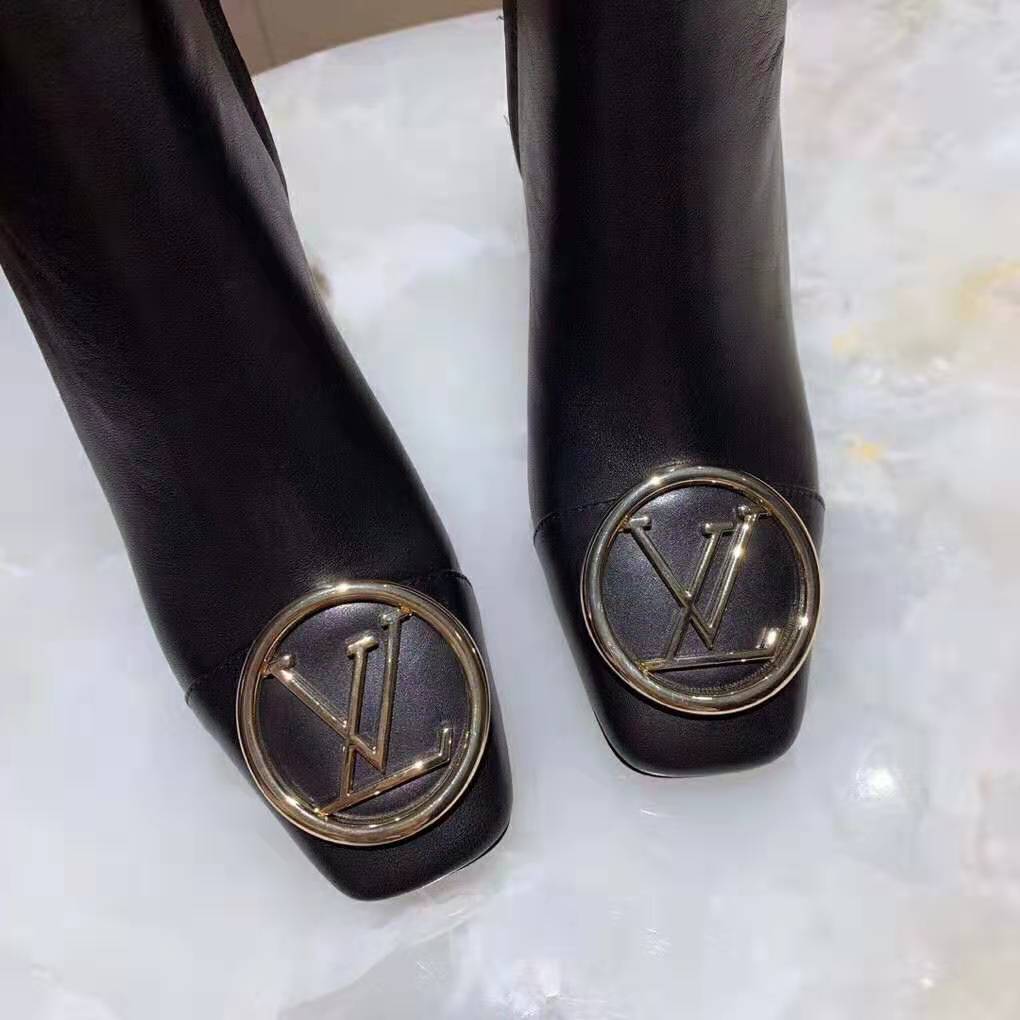 Louis Vuitton LV Women Madeleine Ankle Boot Soft Black Calf Leather 7.5 cm Heel
