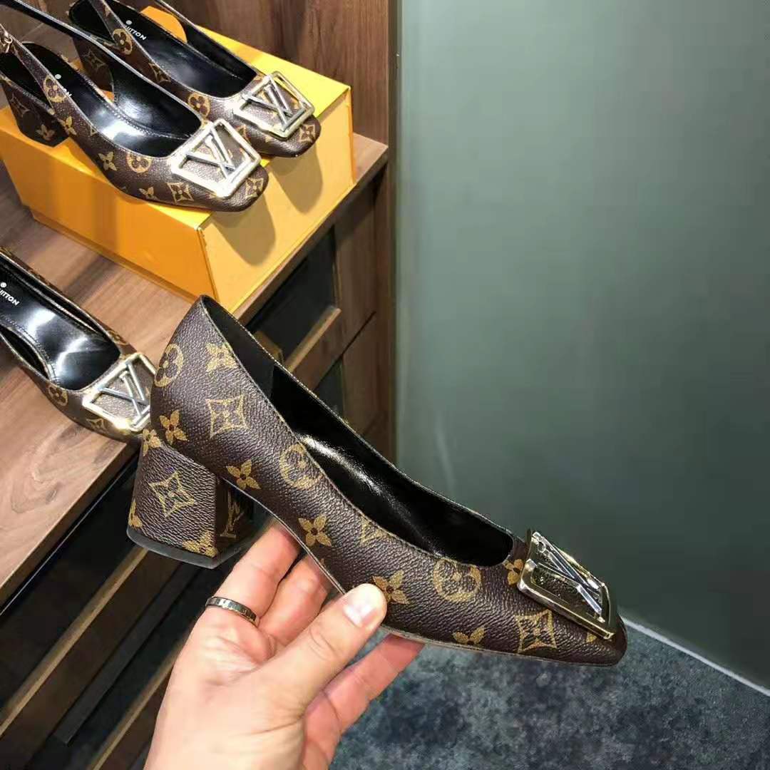 Louis Vuitton LV Women Madeleine Pump in Patent Monogram Canvas 7.5 cm Heel-Brown