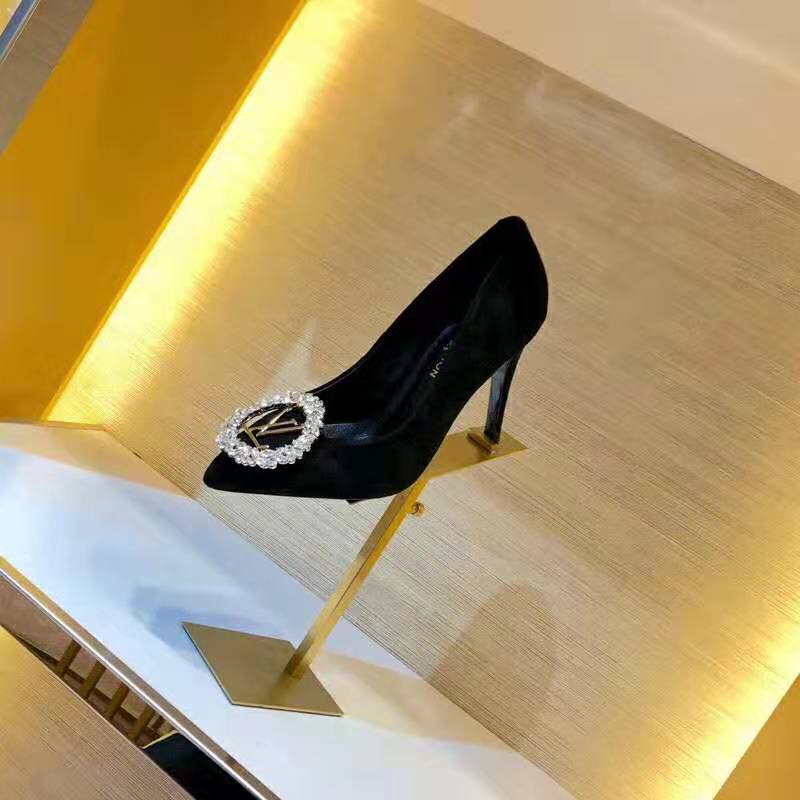 Louis Vuitton LV Women Madeleine Pump in Suede Baby Goat Leather with Oversized LV Circle 8 cm Heel-Black