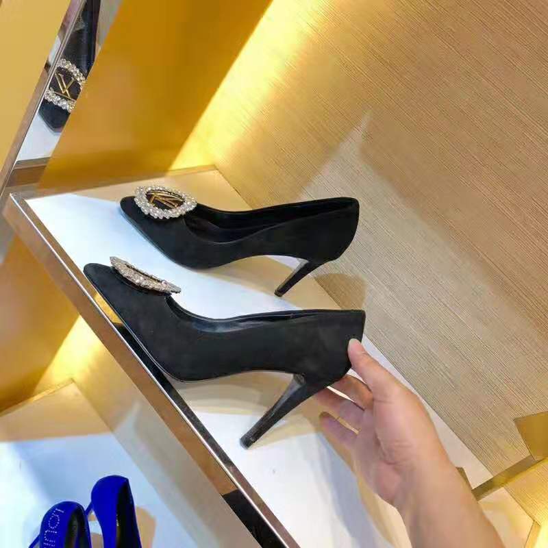Louis Vuitton LV Women Madeleine Pump in Suede Baby Goat Leather with Oversized LV Circle 8 cm Heel-Black