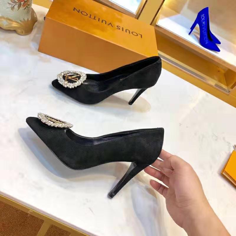 Louis Vuitton LV Women Madeleine Pump in Suede Baby Goat Leather with Oversized LV Circle 8 cm Heel-Black