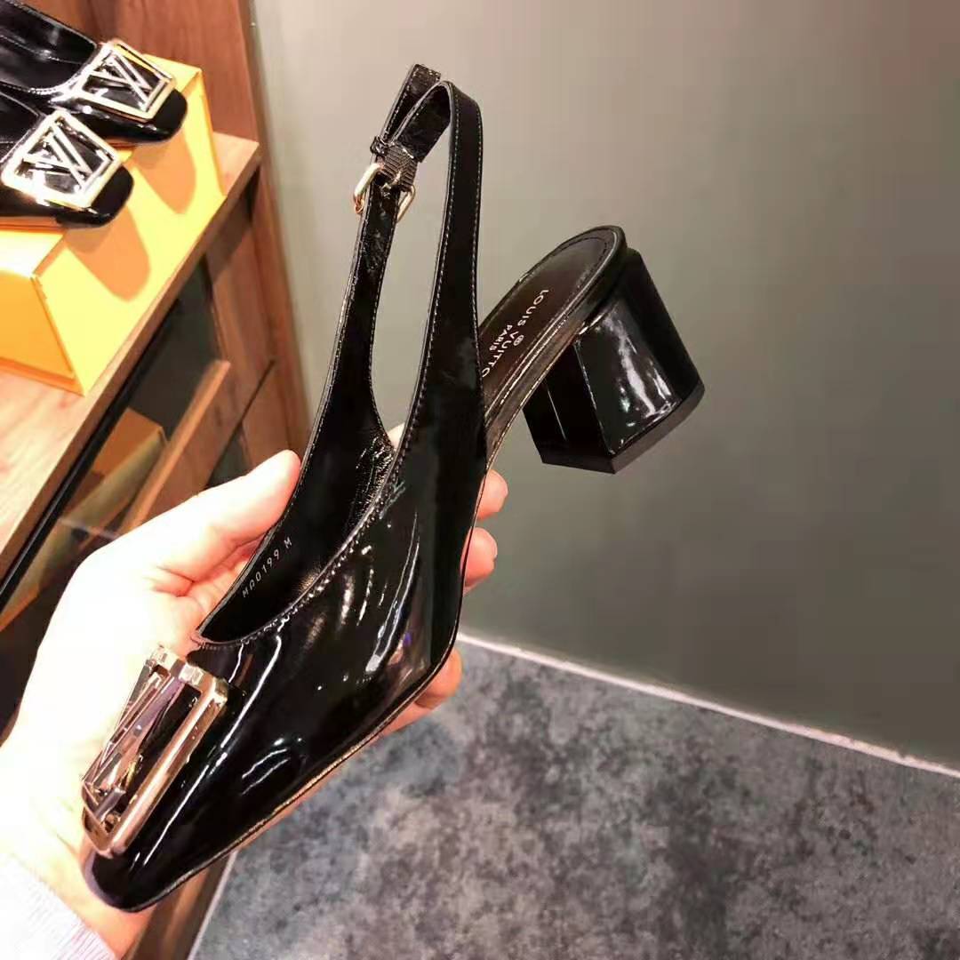 Louis Vuitton LV Women Madeleine Slingback Pump in Patent Calf Leather-Black