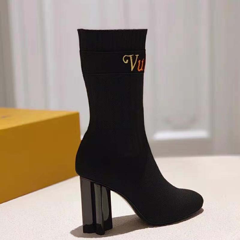 Louis Vuitton LV Women Silhouette Ankle Boot with Rainbow-Colored Vuitton Signature-Black