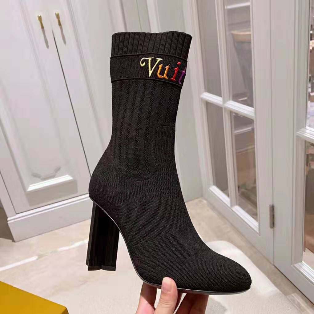 Louis Vuitton LV Women Silhouette Ankle Boot with Rainbow-Colored Vuitton Signature-Black