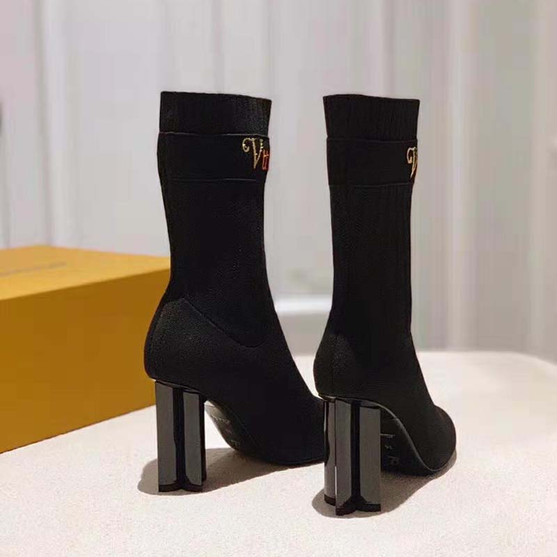 Louis Vuitton LV Women Silhouette Ankle Boot with Rainbow-Colored Vuitton Signature-Black