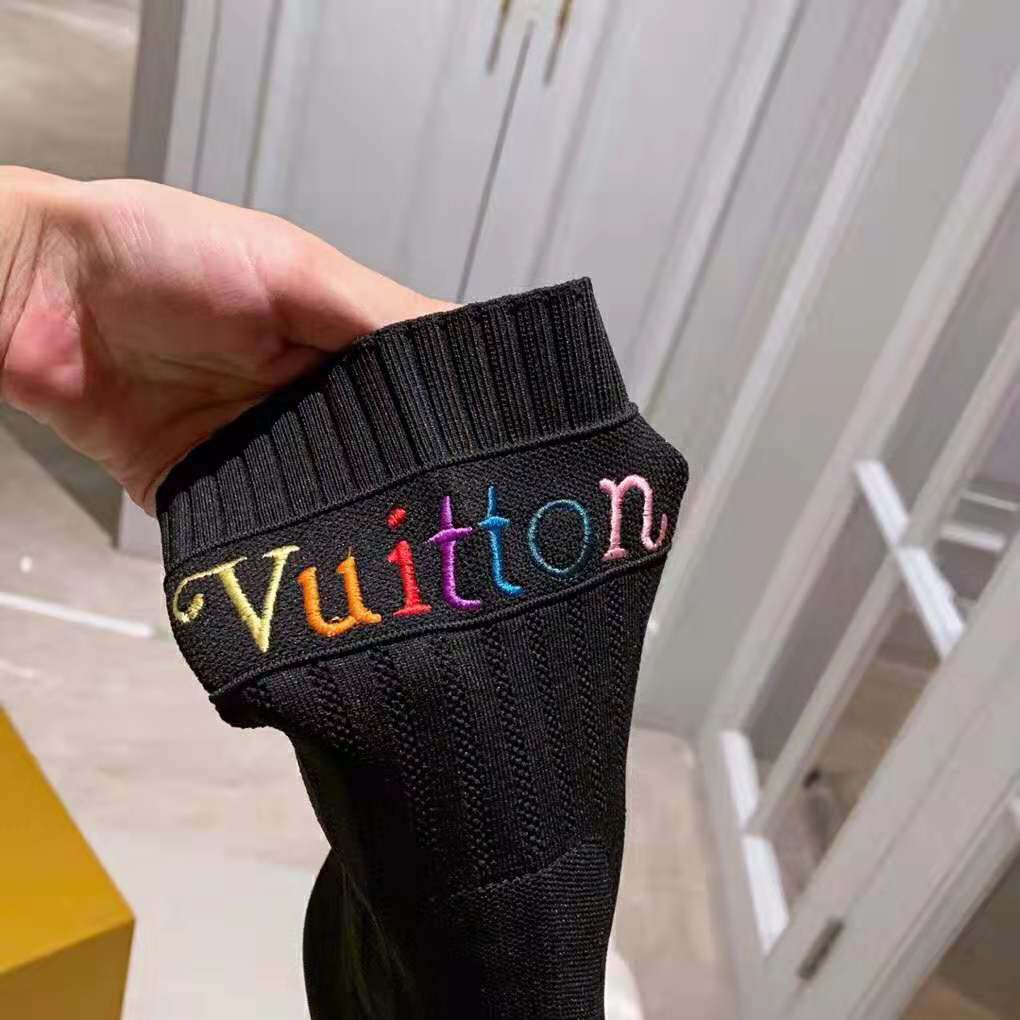 Louis Vuitton LV Women Silhouette Ankle Boot with Rainbow-Colored Vuitton Signature-Black
