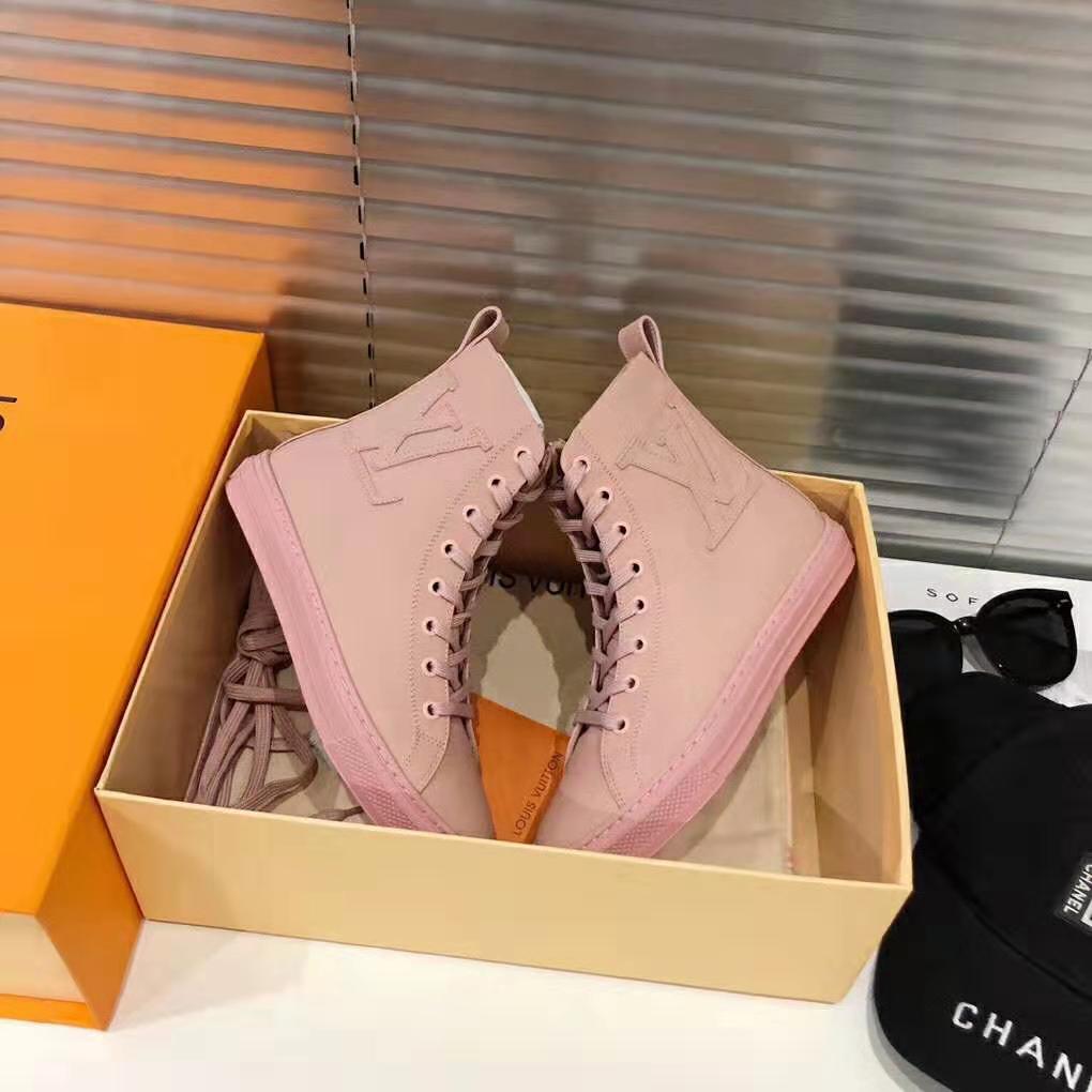 Louis Vuitton LV Women Stellar Sneaker Boot in Soft Pink Calfskin Leather