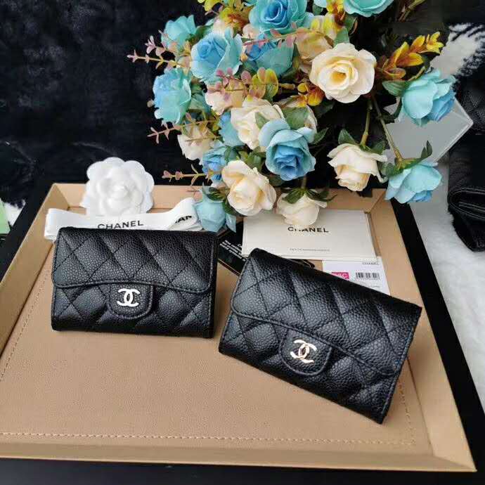 Chanel Women Classic Card Holder Grained Calfskin & Gold-Tone Metal-Black