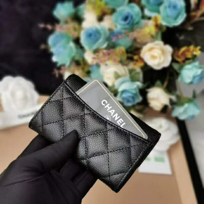 Chanel Women Classic Card Holder Grained Calfskin & Gold-Tone Metal-Black