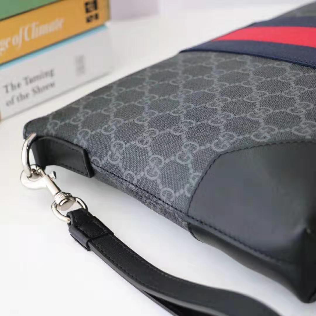 Gucci GG Men GG Black Messenger in Black/Grey GG Supreme Canvas
