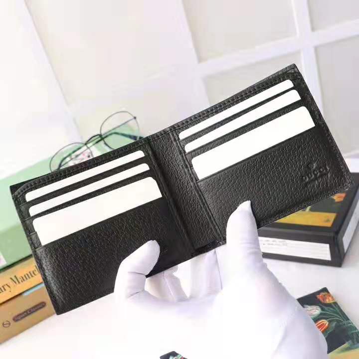 Gucci GG Men GG Marmont Leather Bi-Fold Wallet in Black in Calfskin Leather