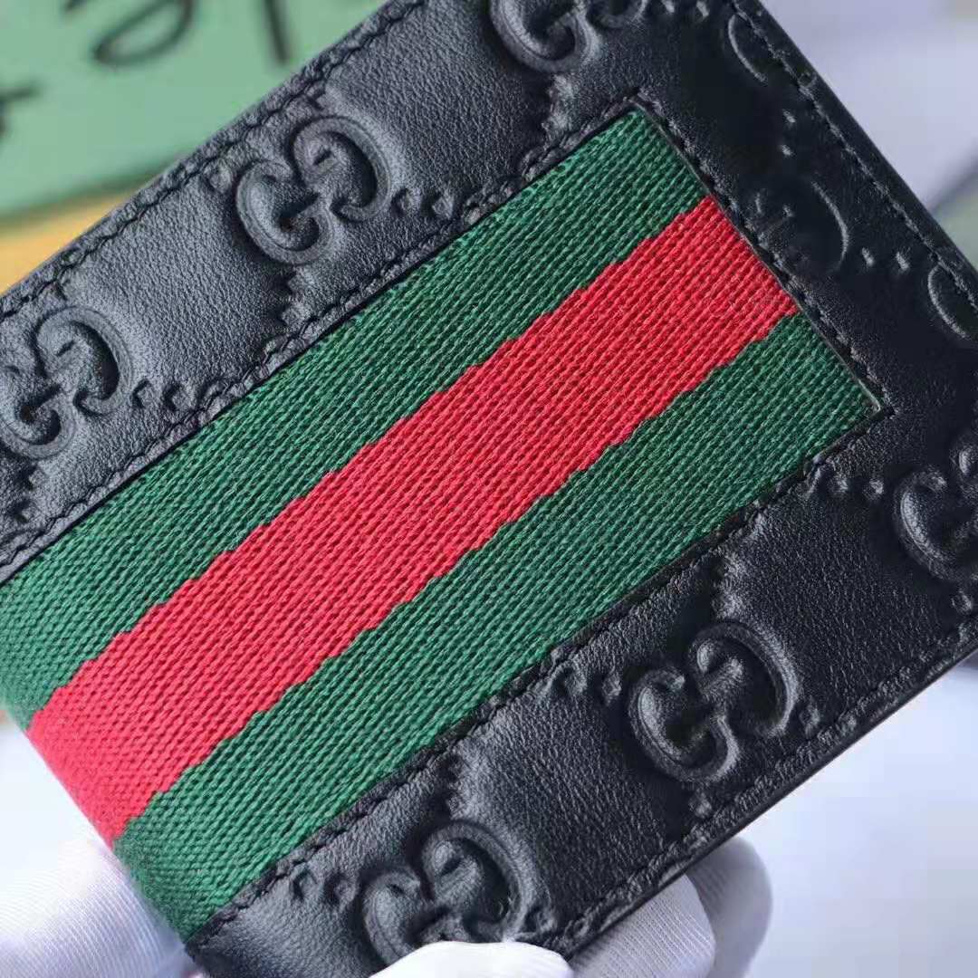 Gucci GG Men Gucci Signature Web Wallet in Black Gucci Signature Leather