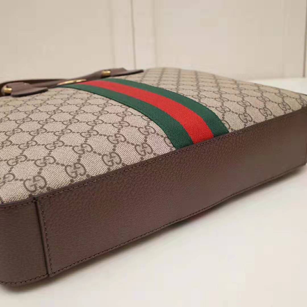 Gucci GG Men Ophidia GG Briefcase in Beige/Ebony Soft GG Supreme Canvas