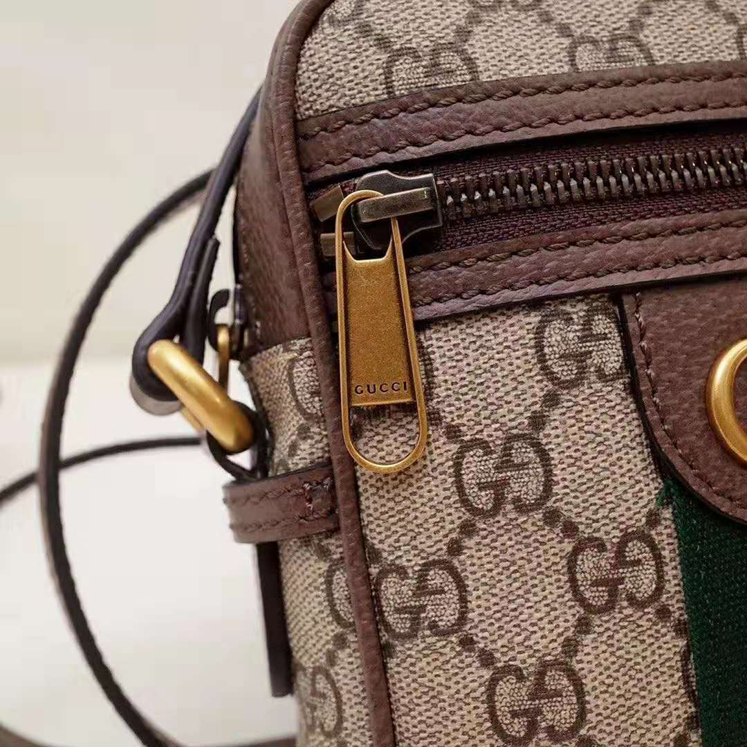Gucci GG Men Ophidia GG Shoulder Bag in Beige/Ebony GG Supreme Canvas