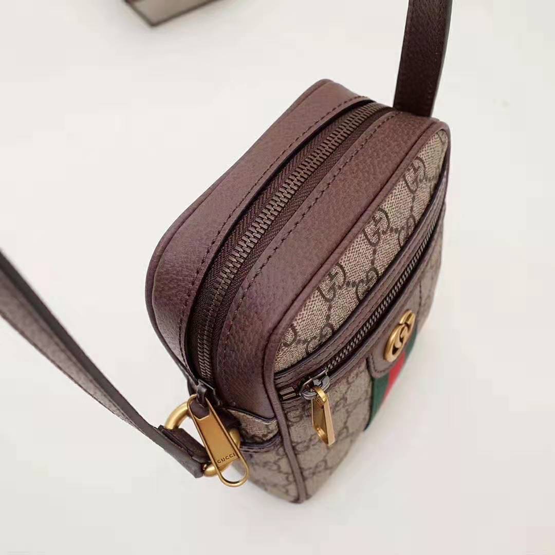 Gucci GG Men Ophidia GG Shoulder Bag in Beige/Ebony GG Supreme Canvas