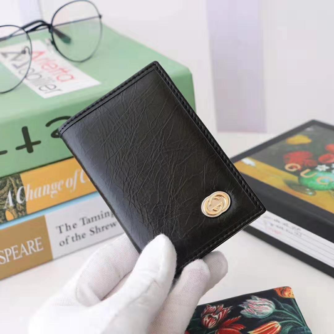 Gucci GG Men Soft Leather Passport Case in Black Soft Leather