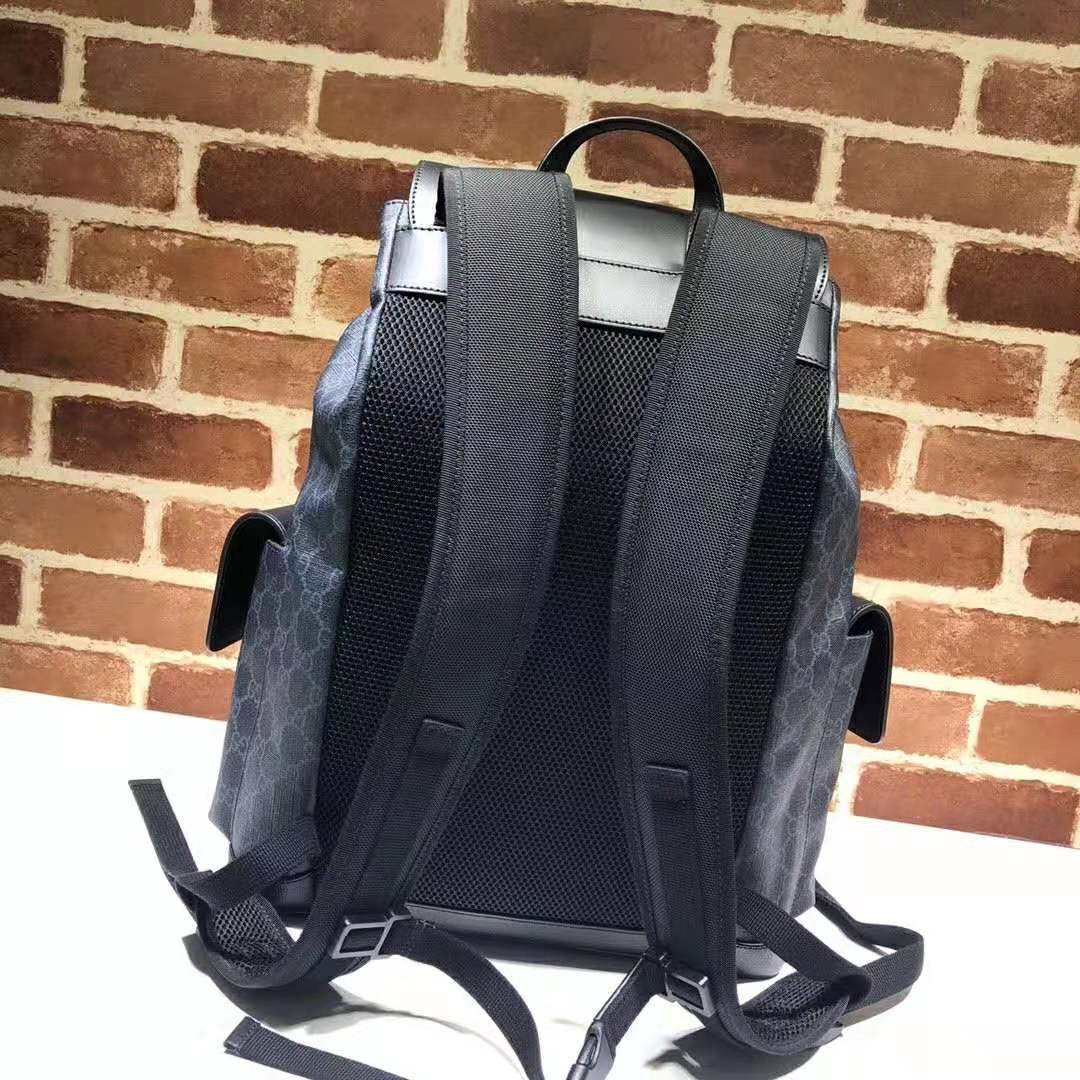 Gucci GG Unisex GG Black Backpack in Black/Grey Soft GG Supreme Canvas
