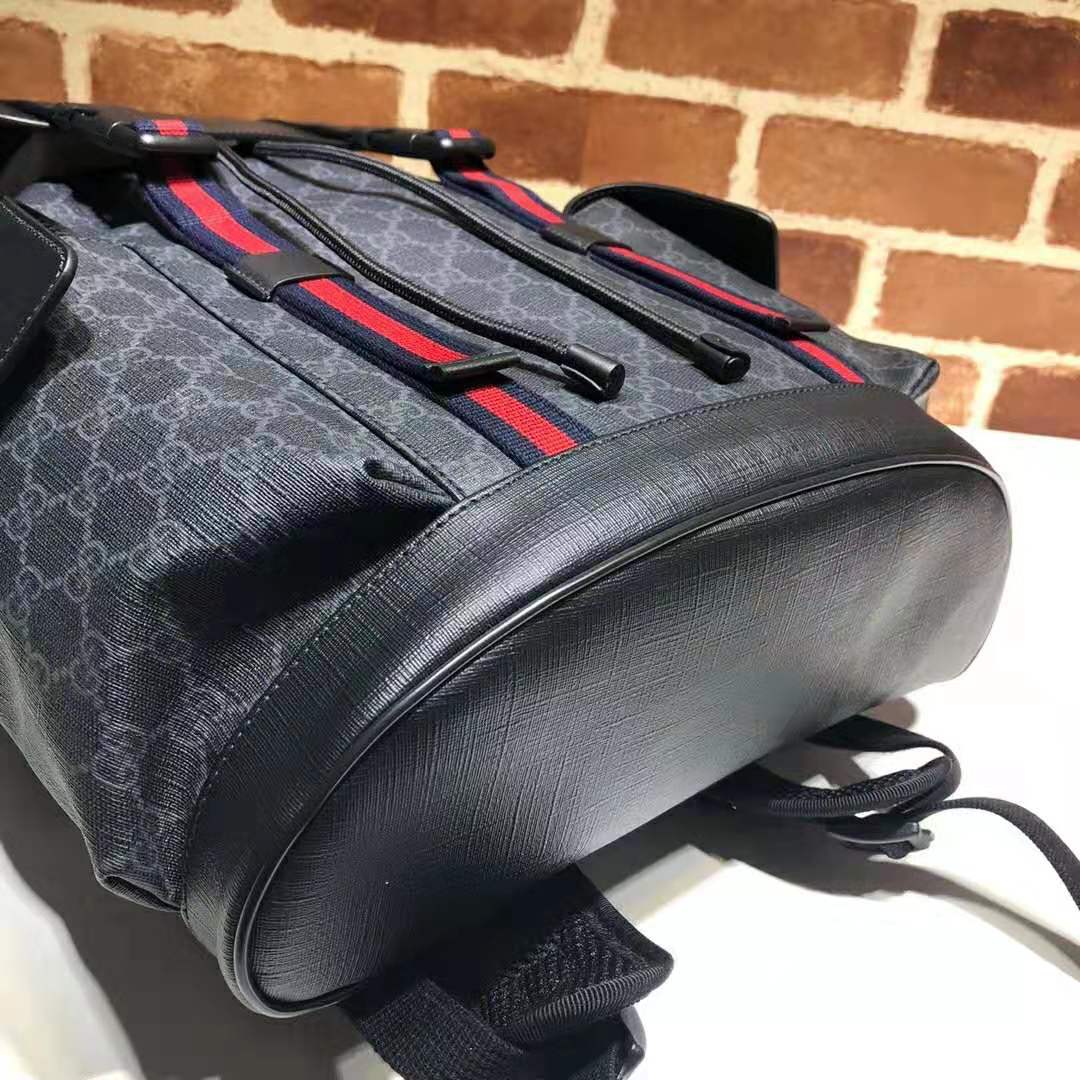 Gucci GG Unisex GG Black Backpack in Black/Grey Soft GG Supreme Canvas