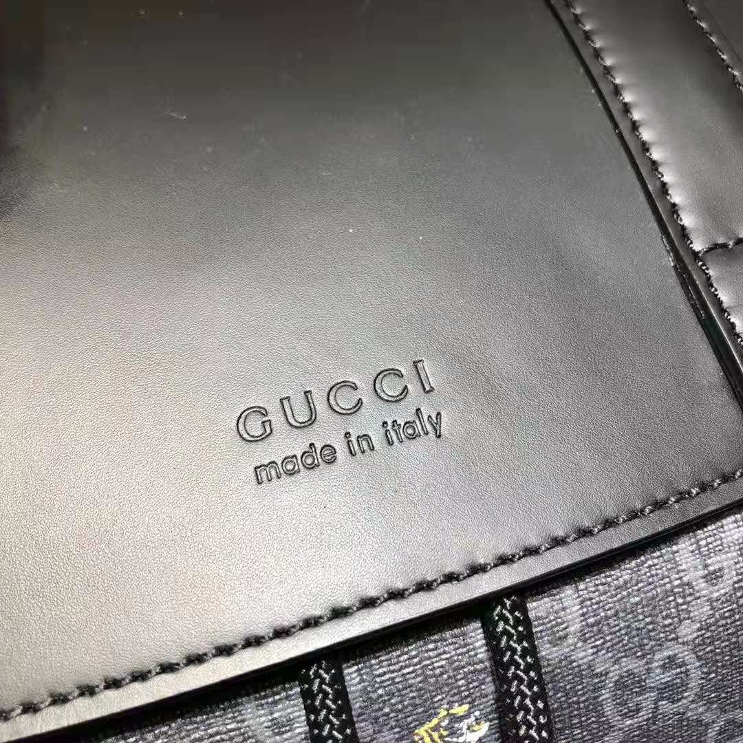 Gucci GG Unisex Gucci Bestiary Backpack with Tigers in Black/Grey Soft GG Supreme Canvas
