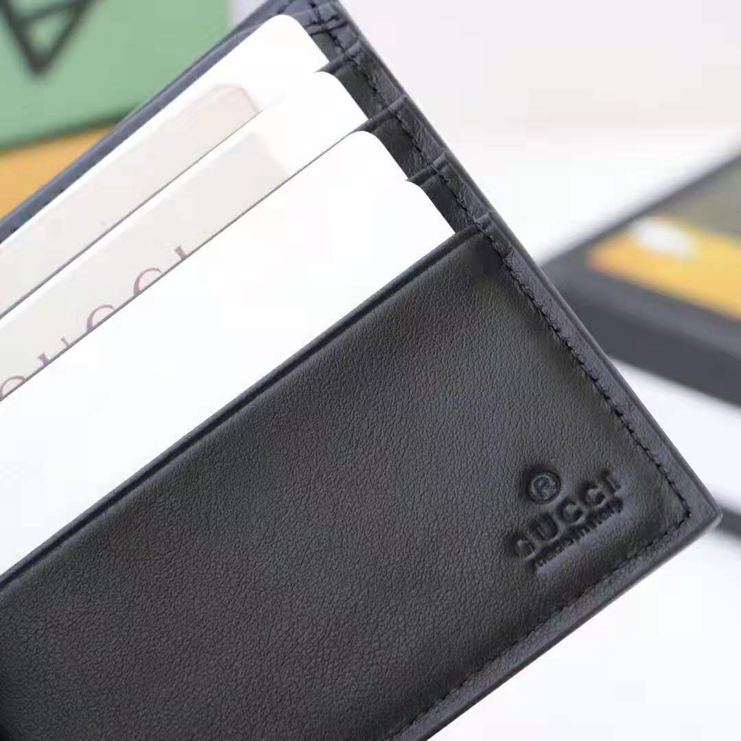 Gucci GG Unisex Leather Wallet with Gucci Logo in Black Leather