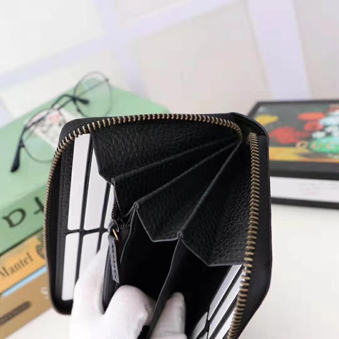 Gucci GG Unisex Leather Zip Around Wallet in Black Leather