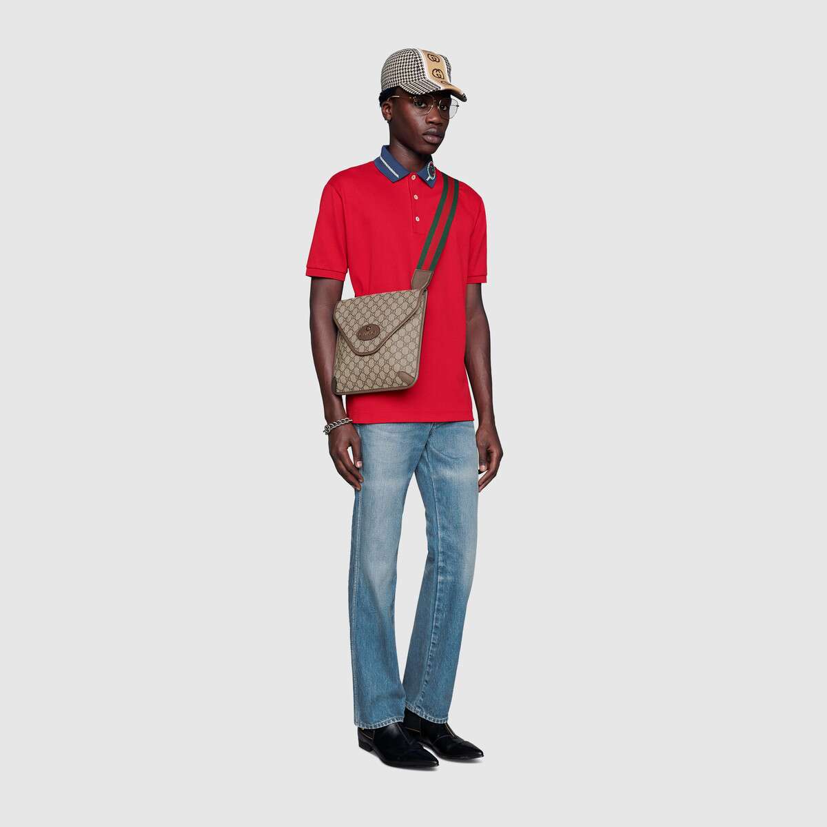 Gucci GG Unisex Neo Vintage GG Medium Messenger in Beige/Ebony GG Supreme Canvas