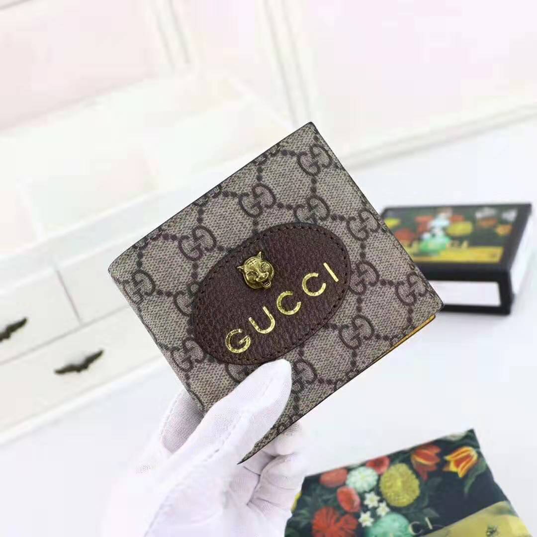 Gucci GG Unisex Neo Vintage GG Supreme Wallet in Beige/Ebony GG Supreme Canvas