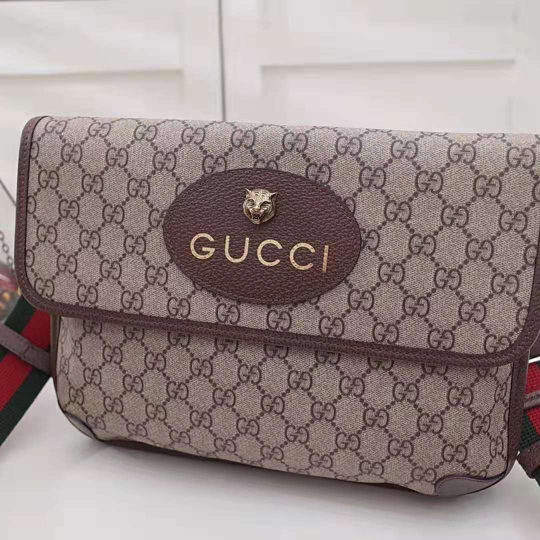 Gucci GG Unisex Neo Vintage Messenger Bag in Beige/Ebony GG Supreme Canvas