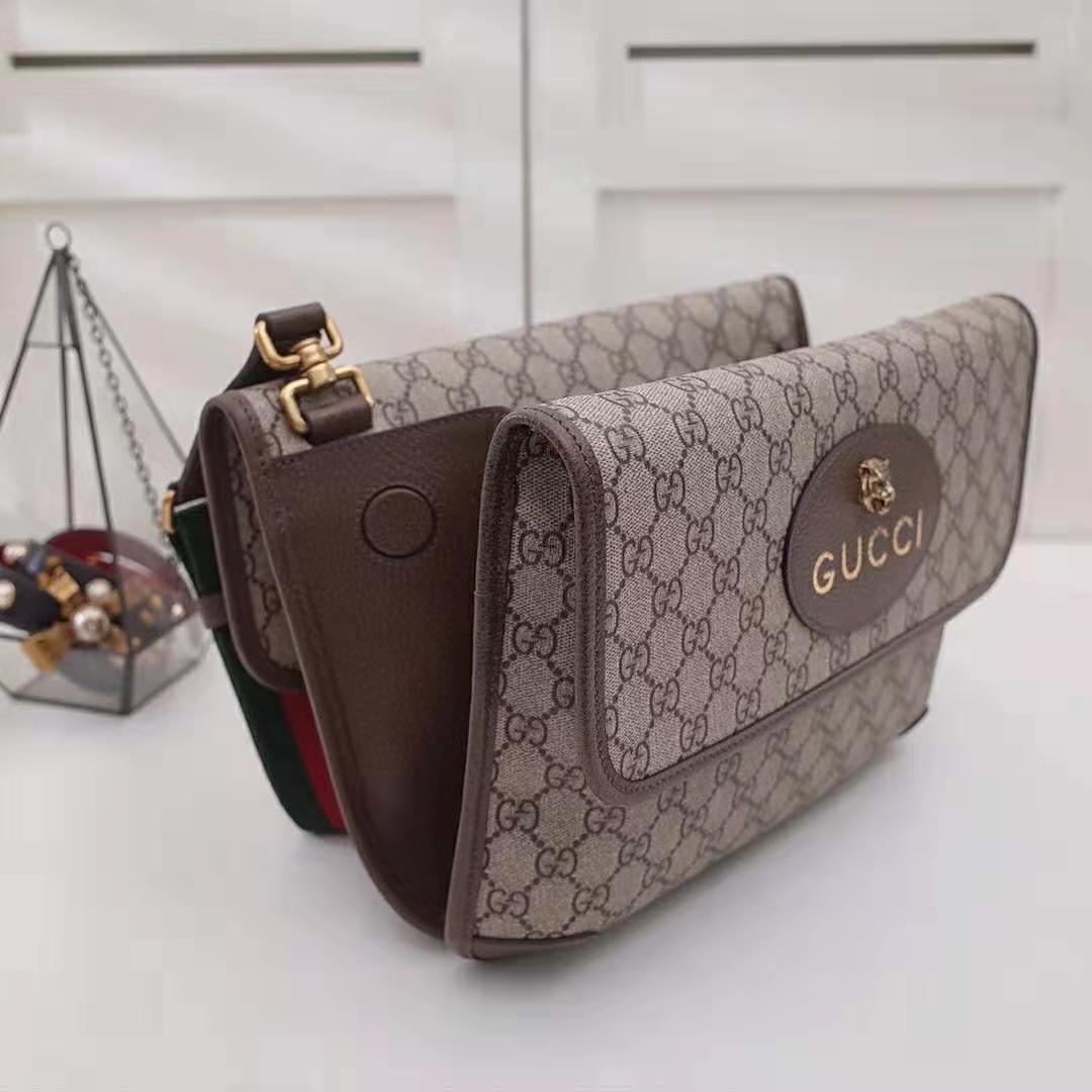 Gucci GG Unisex Neo Vintage Messenger Bag in Beige/Ebony GG Supreme Canvas