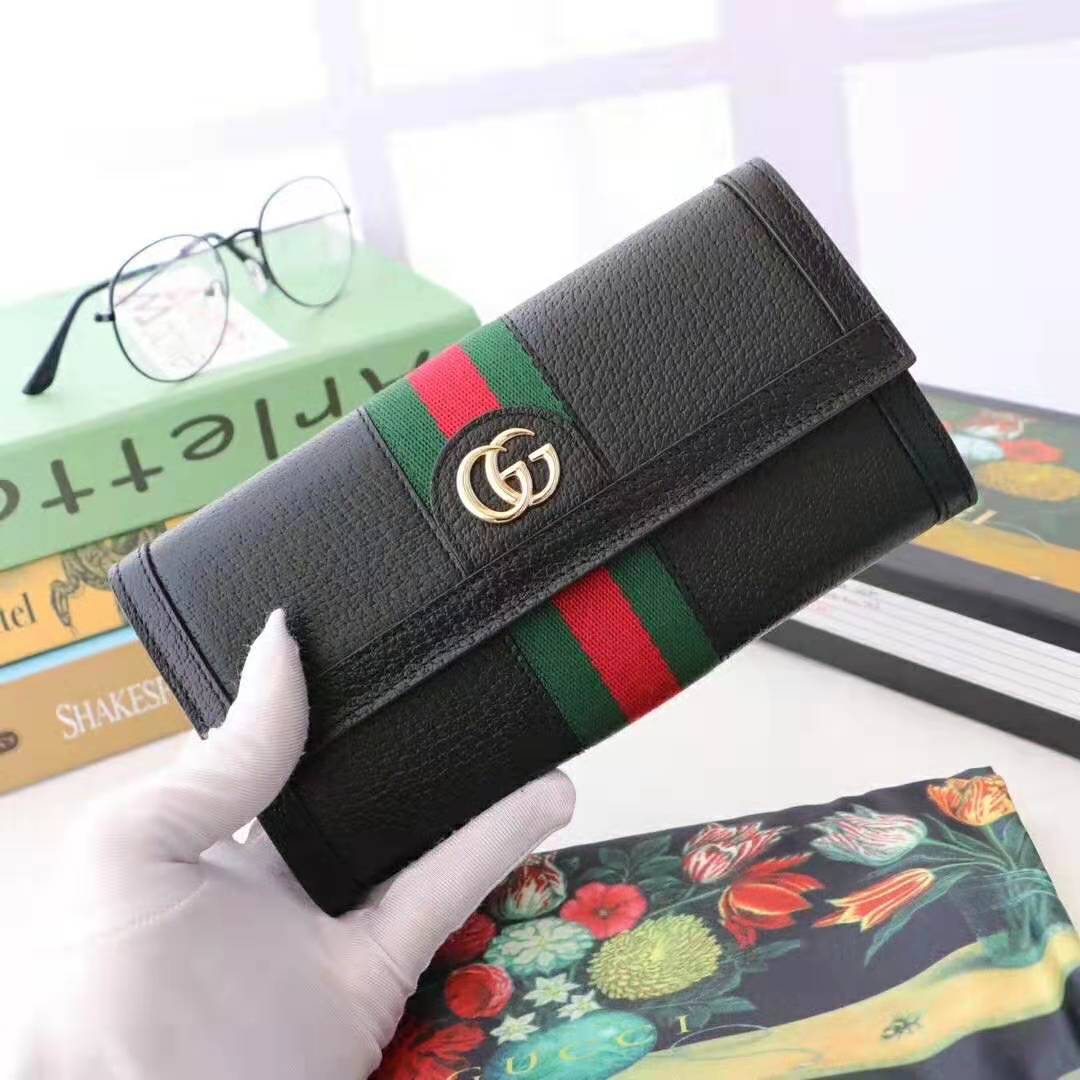 Gucci GG Unisex Ophidia Continental Wallet in Black Leather
