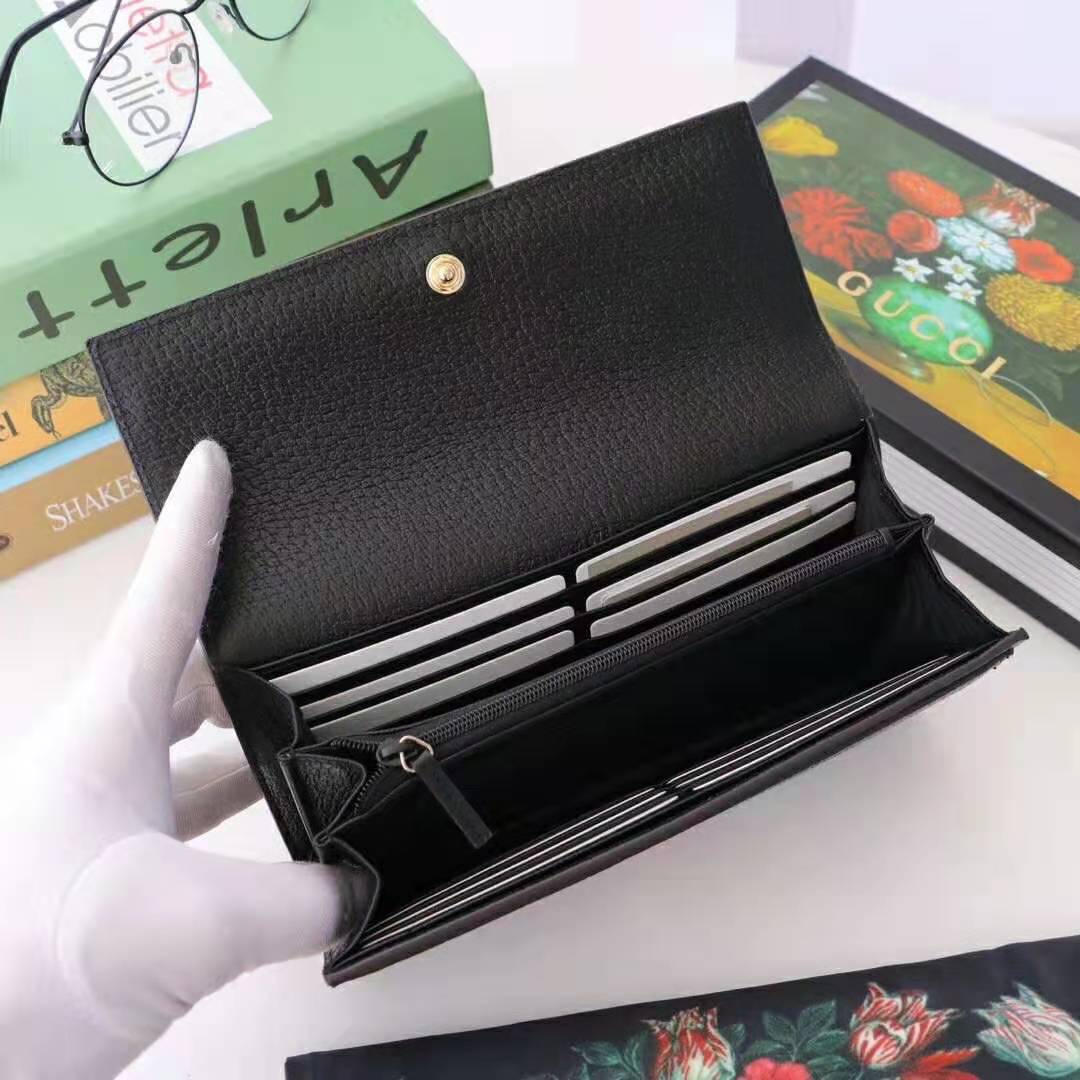 Gucci GG Unisex Ophidia Continental Wallet in Black Leather